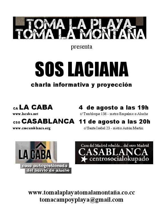 SOS LACIANA - Toma la montaña, presentación lacaba y casablanca