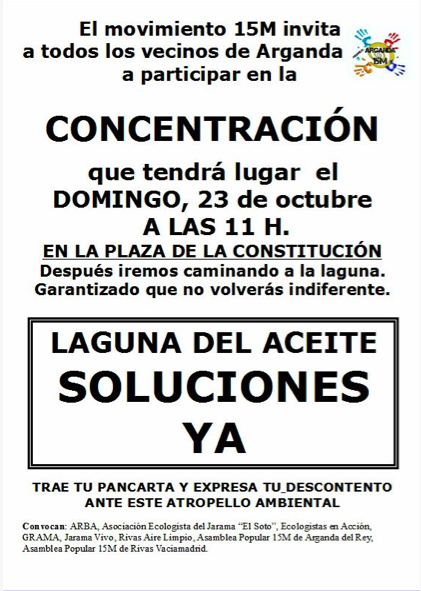 Domingo 23-Oct, Arganda: Concentración contra la laguna del aceite